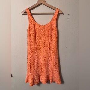 Lily Pulitzer orange knit ruffle hem sleeveless dress Size Small